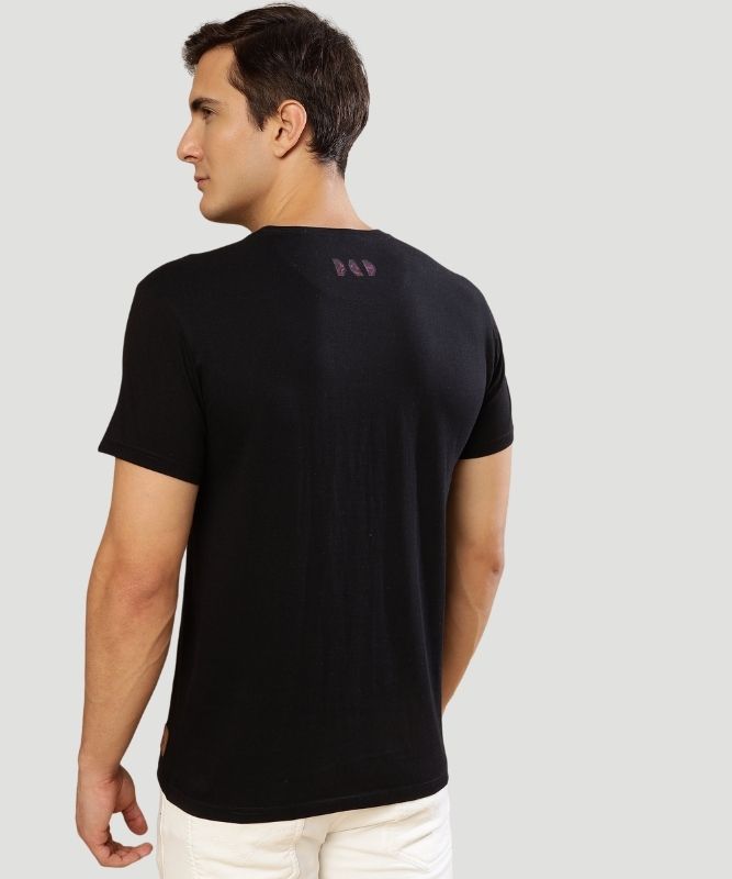 Men's Black Graphic Print Half Sleeves Regular Fit T-Shirt