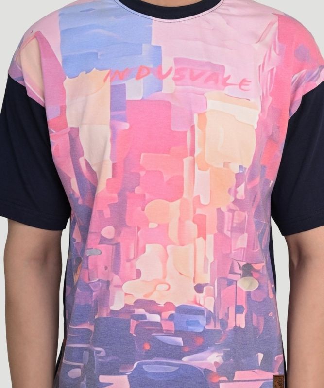 Men's Black Graphic Print Half Sleeves Oversized Fit T-Shirt