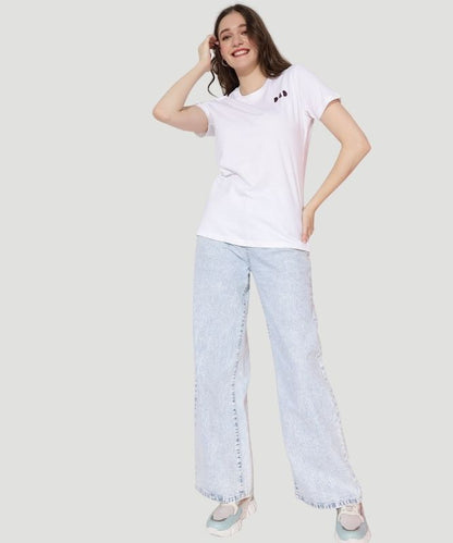 Women's White Graphic Print Half Sleeves Regular Fit T-Shirt