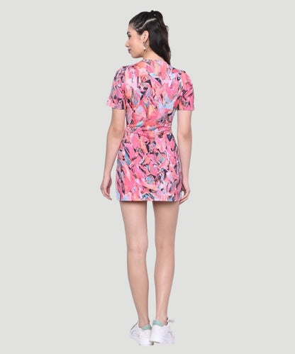 Women's Multicolor Geometric Print Regular Fit Mini Dress