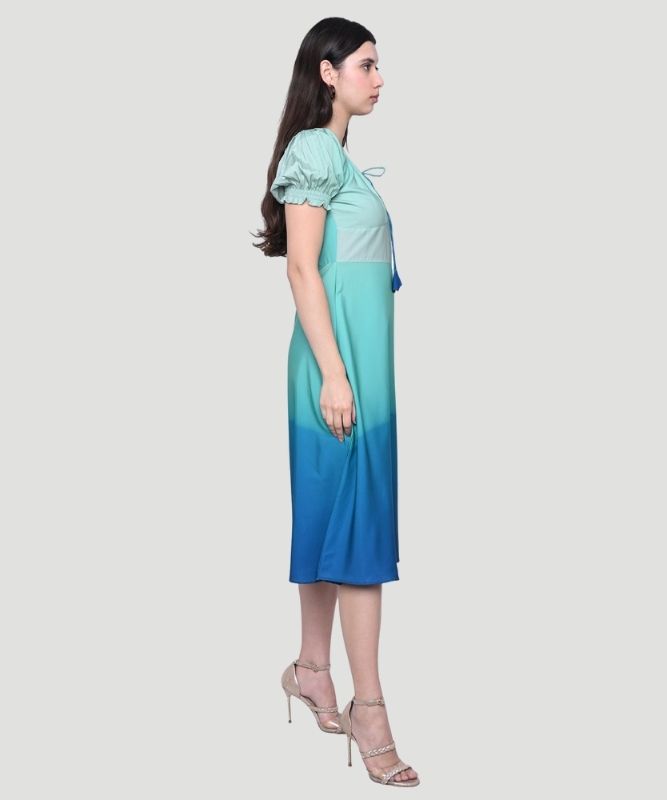 Women's Multicolor Ombre Fit & Flare Midi Dress