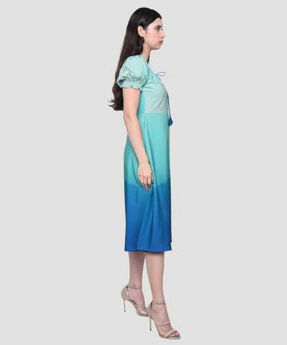 Women's Multicolor Ombre Fit & Flare Midi Dress