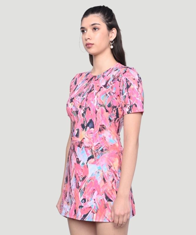 Women's Multicolor Geometric Print Regular Fit Mini Dress