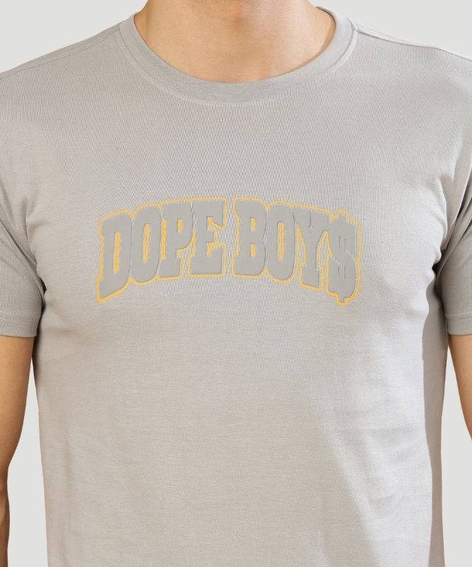 Men's Grey Typography Half Sleeves Regular Fit T-Shirt
