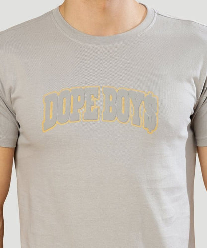 Men's Grey Typography Half Sleeves Regular Fit T-Shirt