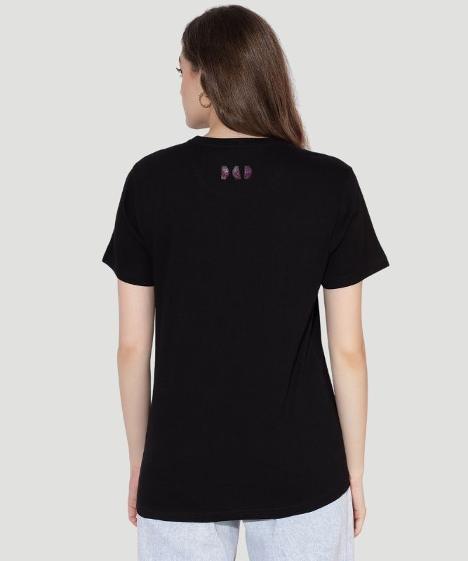 Women's Black Solid Half Sleeves Regular Fit T-Shirt