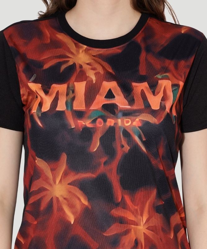 Women's Black Graphic Print Half Sleeves Regular Fit T-Shirt