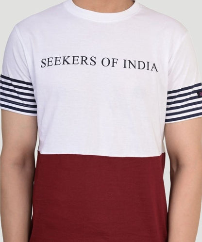 Men Colorblock Crew Neck Pure Cotton Multicolor T-Shirt