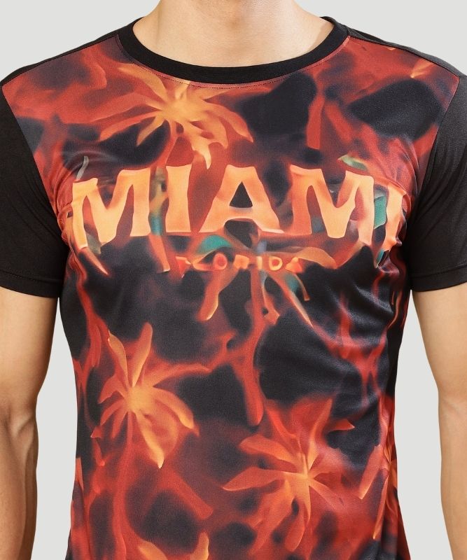 Men's Black Graphic Print Half Sleeves Regular Fit T-Shirt