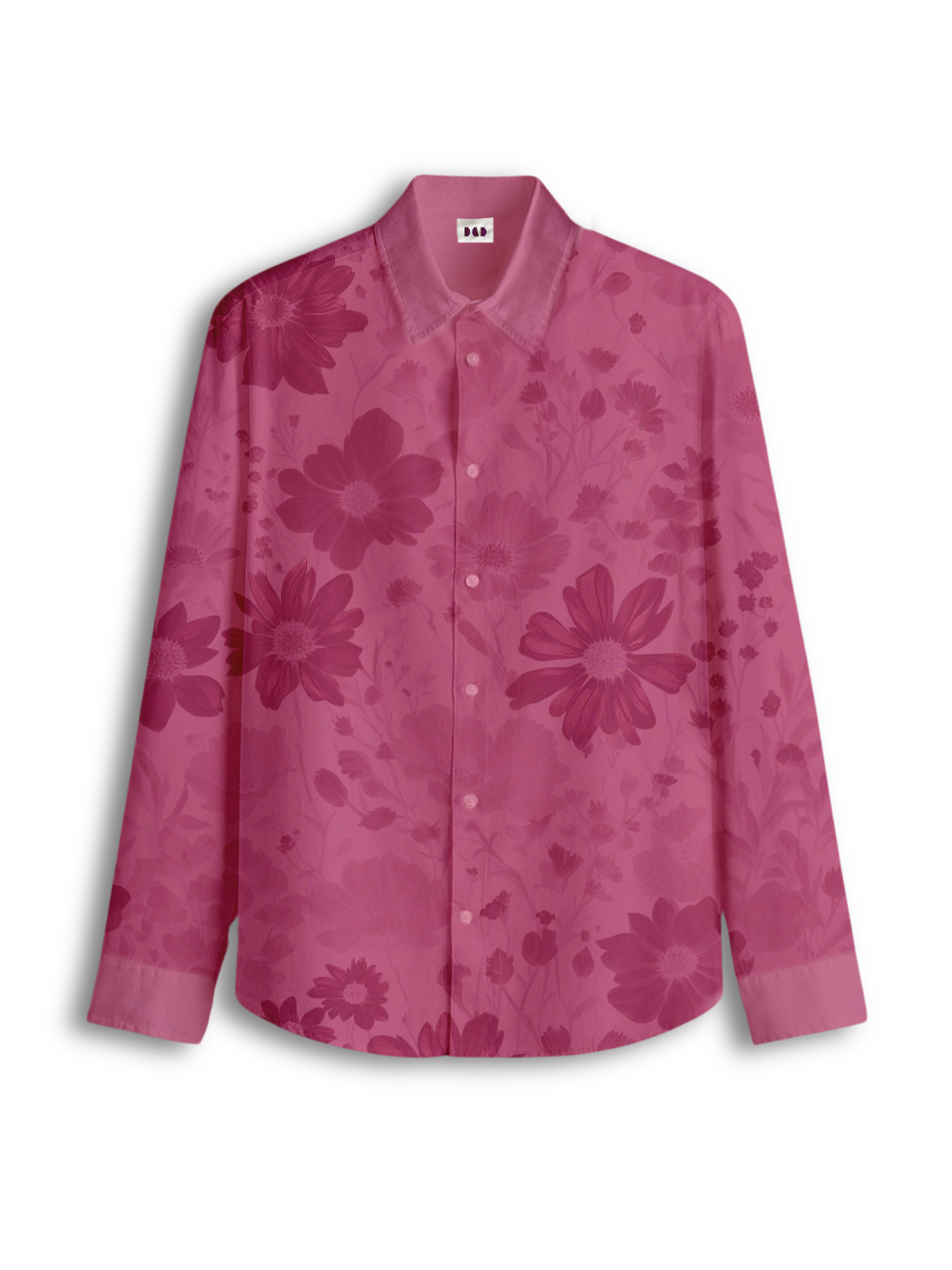 AI Imagined Maroon Peace Blossom Men's Collar Shirt
