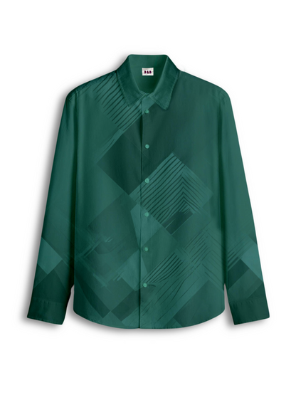 AI Imagined Green Metal Men's Collar Shirt