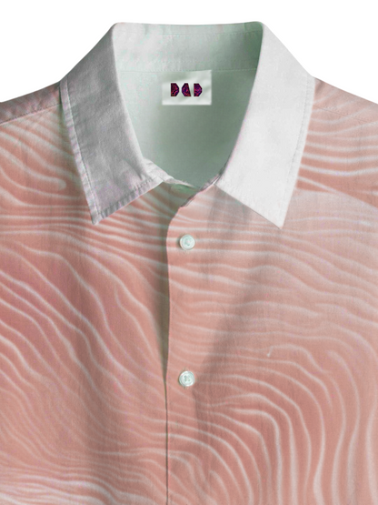 AI Imagined Deep Red Waveform Men's Collar Shirt