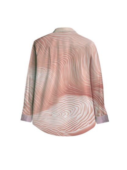 AI Imagined Deep Red Waveform Men's Collar Shirt