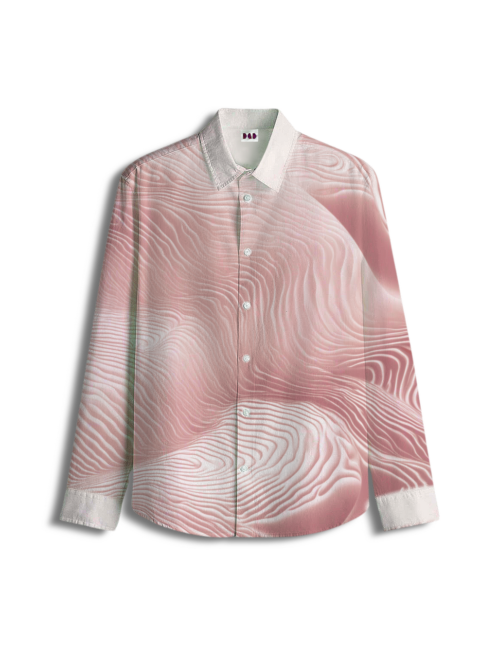AI Imagined Deep Red Waveform Men's Collar Shirt
