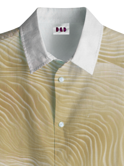 AI Imagined Muddy Yellow Waveform Men's Collar Shirt