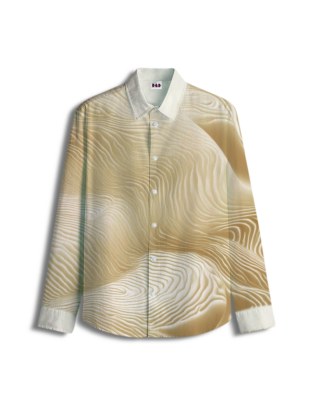 AI Imagined Muddy Yellow Waveform Men's Collar Shirt