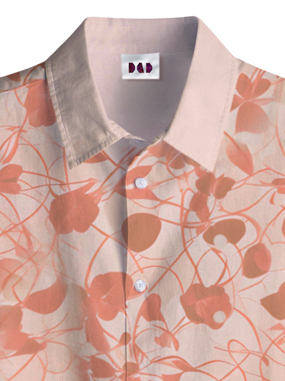 AI Imagined Brick Fall Red Men's Collar Shirt