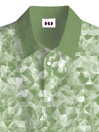 AI Imagined Swamp Green Men's Collar Shirt