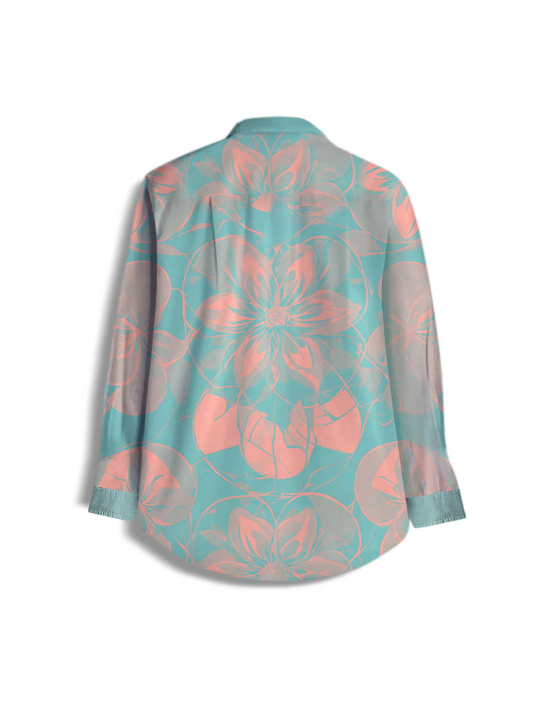 AI Imagined Cyan Ocean Red Redemption Men's Collar Shirt