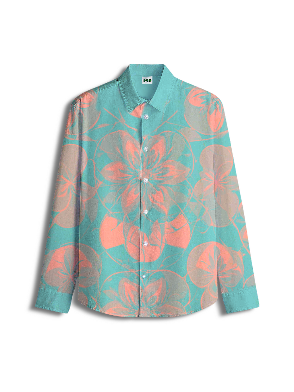 AI Imagined Cyan Ocean Red Redemption Men's Collar Shirt