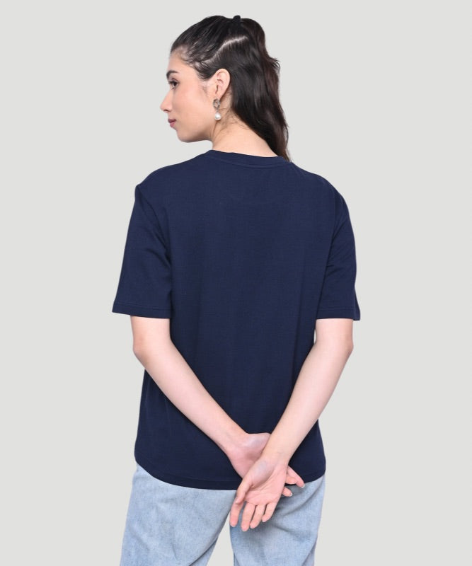 Women's Blue Grpahic Print Half Sleeves Regular Fit T-Shirt
