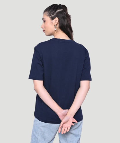 Women's Blue Grpahic Print Half Sleeves Regular Fit T-Shirt