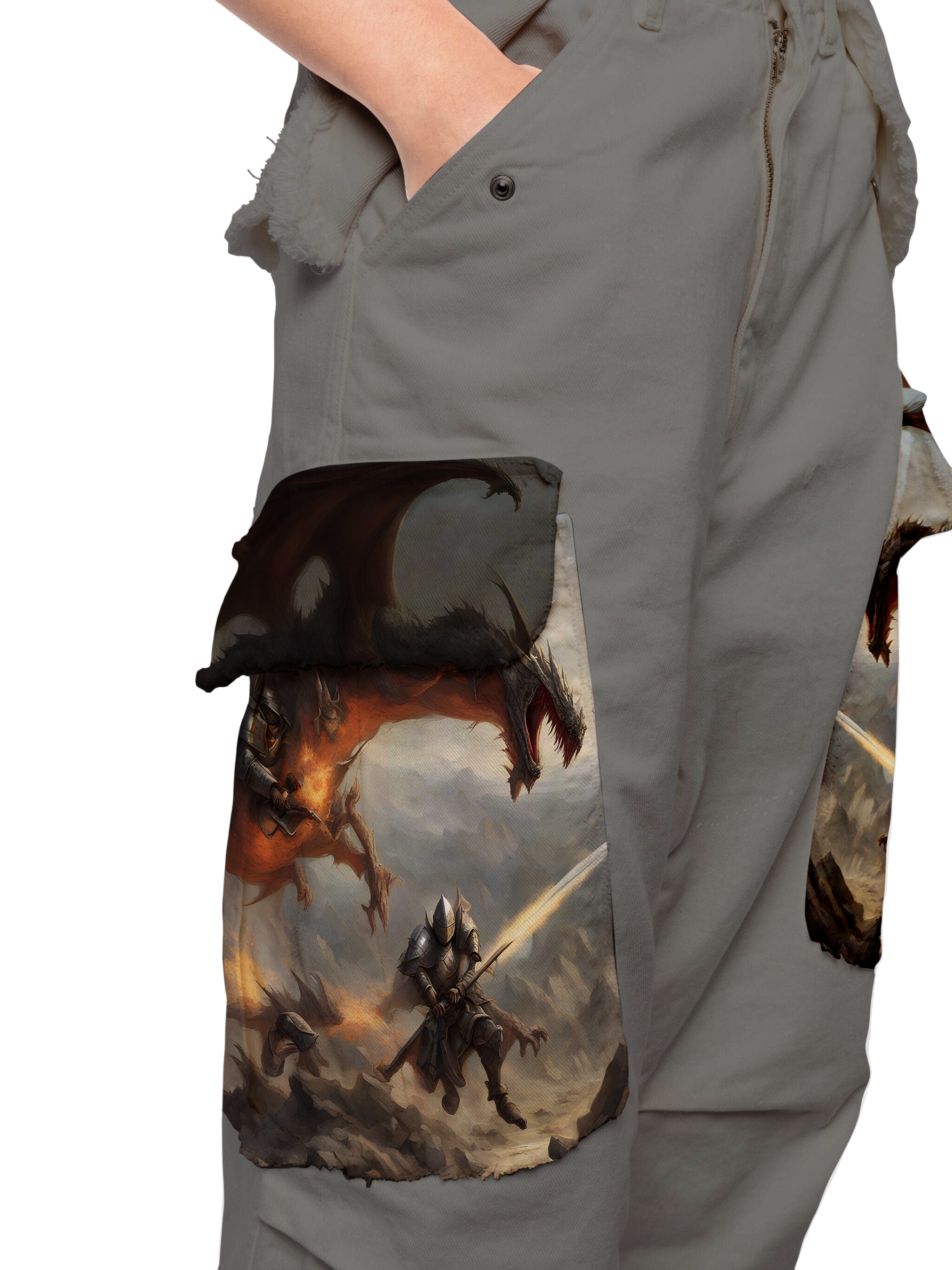 AI Imagined Men Dragon Knight Cargo Trousers